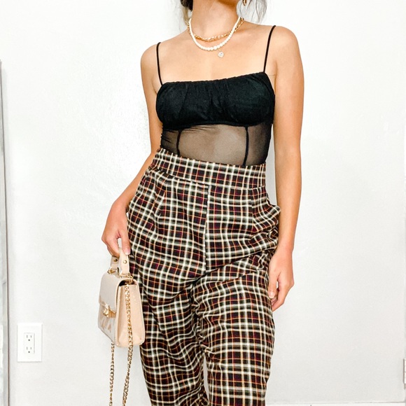 Princess Polly Brown Plaid Pants - Picture 2 of 3